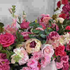 Arche de mariage en fleurs artificielles roses en gros, grandes fleurs en soie de 6-7 pieds, décoration de fond de mariage écologique - Product Image 5