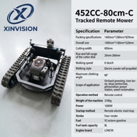Tondeuse à gazon télécommandée sur chenilles avec moteur 452CC certifié CE 60 °   Tondeuse à gazon commerciale robuste pour pentes, largeur de coupe 800 mm, pour escalade extrême
