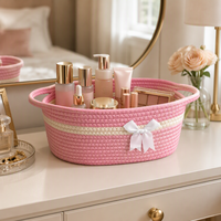 Panier cadeau pour nouveau-né, panier de rangement en corde de coton pour baby shower, panier vide personnalisé pour emballage de fêtes