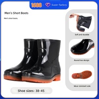 Bottes de pluie basses pour hommes fabriquées en PVC, imperméables, antidérapantes, résistantes à l'usure, doublure en fourrure artificielle, toutes saisons, sécurité