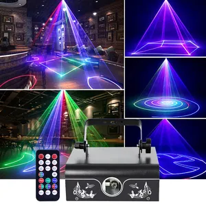 3D Animation RGB Lazer Stage Lighting DMX512 Remote Sound Activated Disco Projector Lights Beam discoteca Light for Bar Wedding