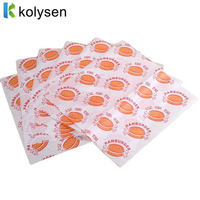Papier PE anti-graisse de taille personnalisée de qualité alimentaire pour sandwich, hamburger, pizza, emballage de gâteau, pain, biscuit, quatre couleurs