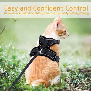 Set di imbracatura e guinzaglio per gatti imbracatura per gilet regolabile per gatti a prova di fuga traspirante con filo di sicurezza a striscia riflettente pet harne - Product Image 6