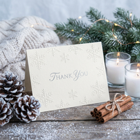 Tarjetas de Agradecimiento Personalizadas con Diseño de Copo de Nieve Invernal en Relieve Plateado, Tarjetas de Felicitación Navideñas para Empresas, Paquete al por Mayor