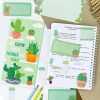 Schattige cartoon planten sticky notes set fruit melkthee notitieblokjes dagboek planner notitie stickers