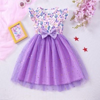 Robe de scène d'été pour enfants, nouveau style avec manches bouffantes en maille, imprimé numérique, vêtements de mode pour filles
