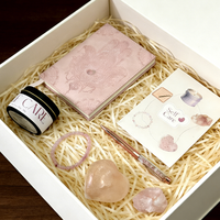 Coffret Cadeau Bien-être C&H : Bougie de Guérison aux Cristaux, Carnet, Stylo et Bracelet pour l'Autosoins, le Stress et l'Anxiété