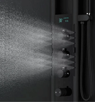 Ensemble de douche mural multifonctionnel avec affichage numérique, éclairage LED et cascade circulaire