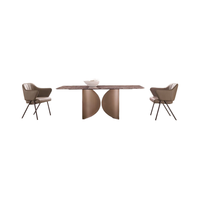 Ensemble de salle à manger personnalisé de luxe moderne Table dorée de haute qualité avec du métal pour la maison ou l'hôtel Meubles