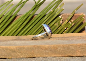 92.5 Sterling Silver Natural Charoite Gemstone Smooth Pear Shape Women Cute Jewelry <b>Finger</b> <b>Ring</b> Gift Wholesale - Product Image 2