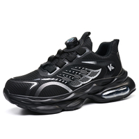 Chaussures de sécurité anti-écrasement pour hommes avec embout en acier, baskets de travail indestructibles à lacets rotatifs et semelle anti-perforation à coussin d'air