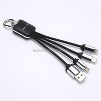 Cable de Carga de Nylon Trenzado con Luz LED, Cargador Rápido Múltiple 3 en 1, Cable USB para Teléfono, Regalo Promocional
