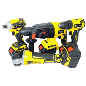 Juego de 4 Herramientas Eléctricas Combinadas, Martillo Angular sin Escobillas, Destornillador de Litio, Taladro Inalámbrico, Amarillo MT125B - Product Image 5