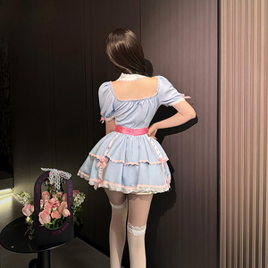 Alice Dream Femme Sexy Noir & Blanc <span class=keywords><strong>Sissy</strong></span> <span class=keywords><strong>Maid</strong></span> Lolita Cosplay Costume Anime Outfit avec Tablier Robe & Cosplay Party Dress - Product Image 6