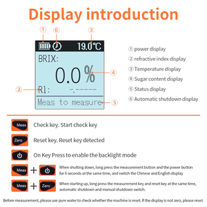 เครื่องวัดความหวานแบบดิจิตอลความแม่นยำสูง 0~35% เครื่องวัดน้ำตาลผลไม้แบบเบรกซ์ เหมาะสำหรับการทดสอบหลายประเภท - Product Image 6
