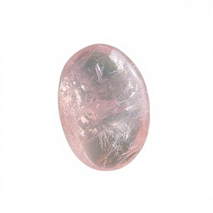 Nuevas llegadas: Piedra de palma de cuarzo rosa natural pulida, cristal curativo, piedra de palma para Reiki, meditación, gema energética - Product Image 1