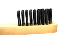 Petite brosse à poêle avec manche en bois et acier pour le nettoyage et l'ébavurage