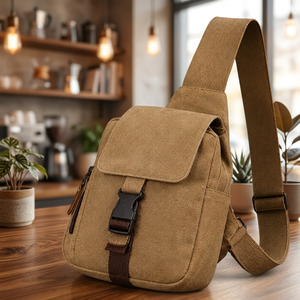 Sac bandoulière vintage en toile avec fermeture à boucle, petit sac messager pour homme pour usage quotidien - Product Image 2