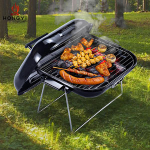 เตาถ่านตั้งโต๊ะขนาดเล็ก Hongyi แบบพกพา พับได้ สำหรับตั้งแคมป์ปิ้งกลางแจ้ง พร้อมฝาปิด สำหรับย่างเนื้อเสียบไม้และไส้กรอก - Product Image 1