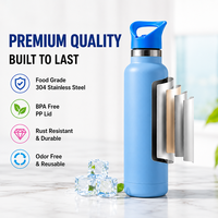 Bouteille d'eau réutilisable isotherme classique en acier inoxydable de 650 ml avec logo personnalisé, bouchon à bec étroit, anti-fuite, pour voyage et extérieur