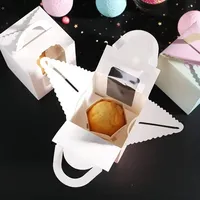 Caja para Cupcakes con Ventana Transparente, Caja para Pastel de Cartón Blanco, Caja para Pastel de Papel de Colores