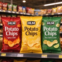 Sachets personnalisés imprimés à scellage arrière pour chips, chips de banane, emballages alimentaires, sacs en aluminium thermoscellables