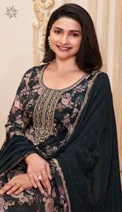 Traje Chinon Salwar Kameez a precio mayorista vestido con traje Dupatta ropa de fiesta de boda India producto a granel - Product Image 5