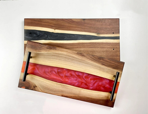 Bandejas de servir artísticas de resina con forma personalizada con asas de metal para restaurantes, usos, precios al por mayor - Product Image 6