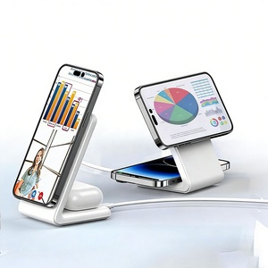 Venta de fábrica 2 en 1 Soporte de carga magnético inalámbrico Auriculares de teléfono <span class=keywords><strong>Cargador</strong></span> de estación de carga inalámbrica - Product Image 1