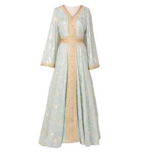 Abaya para Mujer, Ropa de Dubái, Oriente Medio, Emiratos Árabes Unidos, <span class=keywords><strong>Egipto</strong></span>, Atuendo de Viaje, Talla Grande, Poliéster, Estampado Floral, Cuello en V, Manga Ancha, Forro - Product Image 1