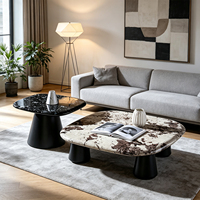 Table basse moderne de luxe, forme irrégulière, plateau en marbre, meuble de salon, table à thé minimaliste moderne