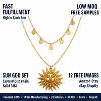 Meilleure Vente 2026 – Collier Minimaliste Plaqué Or 18K avec Pendentif Soleil en Acier Inoxydable Anti-ternissement et Chaîne Tressée Tendance pour Mariages