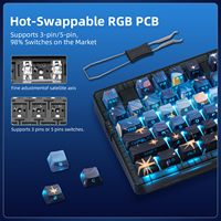 Teclado Mecánico para Juegos Zornher ZH980 Tri-Modo Starry Sky, Iluminación RGB Programable, Inalámbrico para Deportes Electrónicos, Oficina