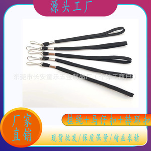 Black <b>Polyester</b> ID Badge Neck <b>Lanyard</b> With Metal Hook 20cm For Business Use - Product Image 4