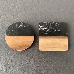 Alfombrillas de Protección para Mesa, Portavasos, Posavasos de Acacia para Tazas de Café, Posavasos Aislantes de Mármol, Venta al Por Mayor de Fábrica, Personalizables - Product Image 3