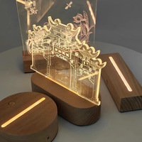 Lampe intelligente LED en bois rechargeable, support de lampe en bois massif pour éclairage nocturne en acrylique, formes rondes et carrées, batterie 400 mAh