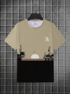 Người đàn ông của 3D kỹ thuật số in casual ngắn tay Áo T-shirt 100% Polyester chống Đóng cọc thường xuyên phù hợp với phía trước Logo O-cổ Áo - Product Image 2