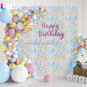 LEDA 30 * 30cm square sequin wind-driven <b>panel</b>, transparent wind-driven buckle <b>panel</b> birthday party background wall decorative - Product Image 1