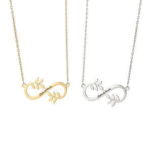 Collana con Simbolo Infinito Personalizzata con <span class=keywords><strong>Nomi</strong></span> e Alfabeto Incisi, Catene in Acciaio Inossidabile Placcato Oro per Donne e Uomini - Product Image 5