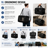Sac de transport souple en tissu Oxford respirant pour animaux de compagnie sous l'assise d'avion, avec logo personnalisé, pour petits animaux, vente en gros et au détail