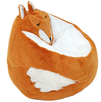 Fauteuil pouf rond personnalisé en forme de renard en peluche douce pour enfants, vente en gros de fauteuils pouf personnalisés