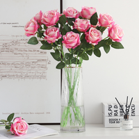 Bouquet de roses artificielles en cascade de soie rouge pour la Saint-Valentin - Cadeau d'urgence pour l'amour