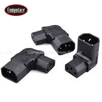 Adaptateur d'alimentation noir IEC C14 mâle vers C13 femelle à angle droit de 90 degrés, connecteur d'alimentation à angle descendant 10A 250V pour PC, serveur, onduleur