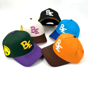 5 Panel Structured Golf Cap Curved Velvet Brim Custom 3D Embroidery Letter Cotton Breathable Sporty Fashion Baseball Hat - Product Image 1