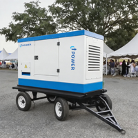 Groupe électrogène diesel mobile U+POWER sur remorque, trois générateurs de 100 kVA, certifié CE ISO, type silencieux, démarrage automatique, ATS, télécommande, refroidissement par eau