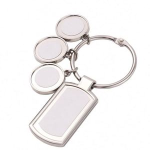 Sublimation 3 Charm Set Keychain Blank <b>Custom</b> Personalize Metal Key Ring with 3 Round Tag Photo DIY Sublimation Key Chain Blanks - Product Image 1