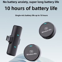 Microphone Lavalier Sans Fil 2TX Double Émetteur pour Smartphone avec Adaptateur Type-C/Lightning 5.0 à Clipser sur Col, Réduction de Bruit