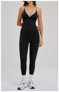 Ensemble de yoga 2 pièces pour femme, séchage rapide, fitness, sans couture, respirant, color block, débardeur dos élégant, taille haute, effet push-up fessier - Product Image 6