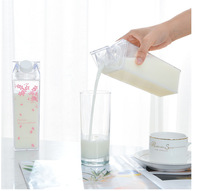 Boîte à lait transparente réutilisable en acrylique de 500 ml/1000 ml, boîte à jus carrée en plastique colorée, bouteille d'eau
