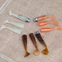 Ensemble de leurres souples artificiels en PVC imprimé, tête plombée, type grenadier, 5,6 cm/21,8 g, emballage soigné pour la pêche en bateau et en eau douce
